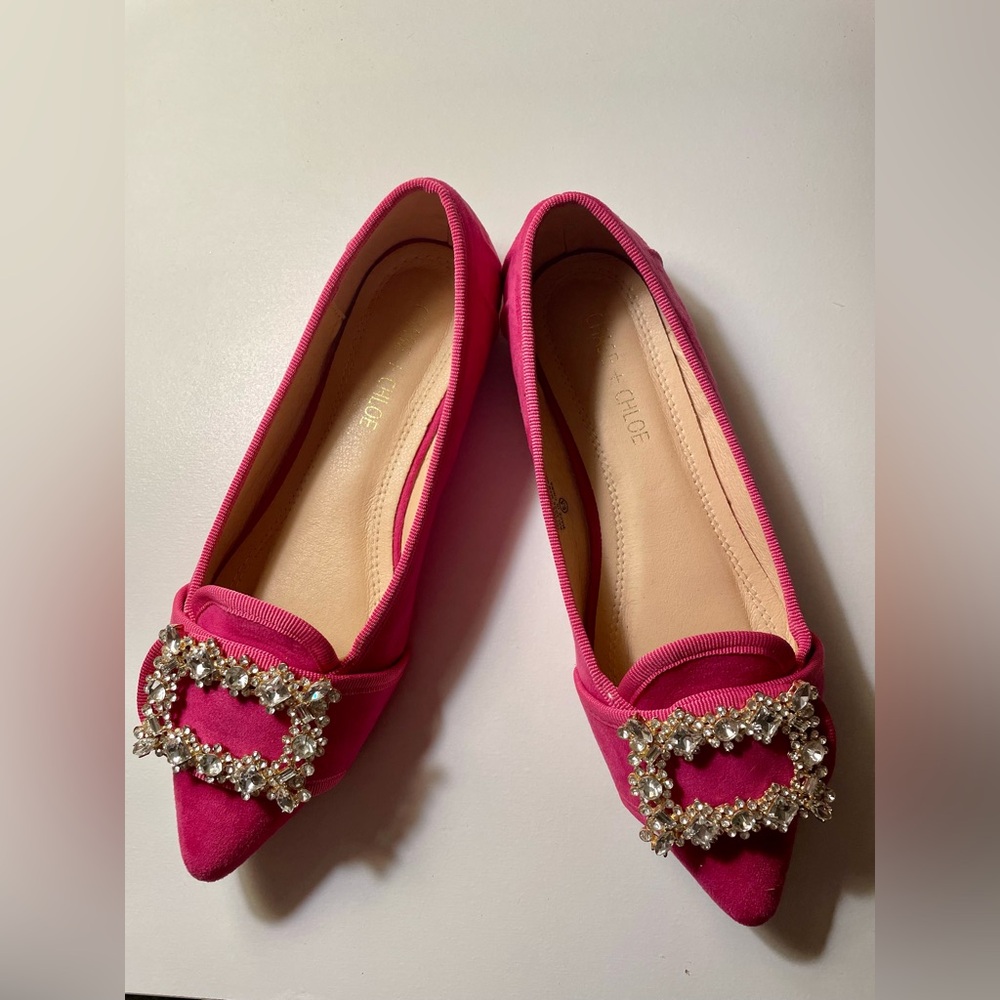 VICI Case & Chloe rhinestone faux shade ballet flats